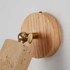Applique Huangdong | Travertin et bois, esprit wabi-sabi