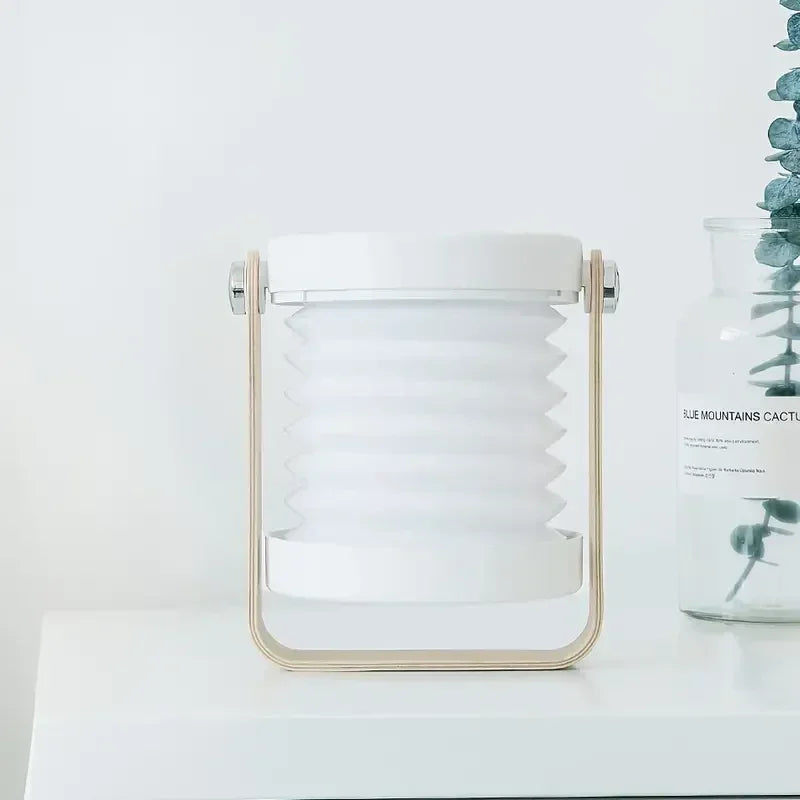 Lanterne nomade en bois | Lampe à poser pliante et rechargeable