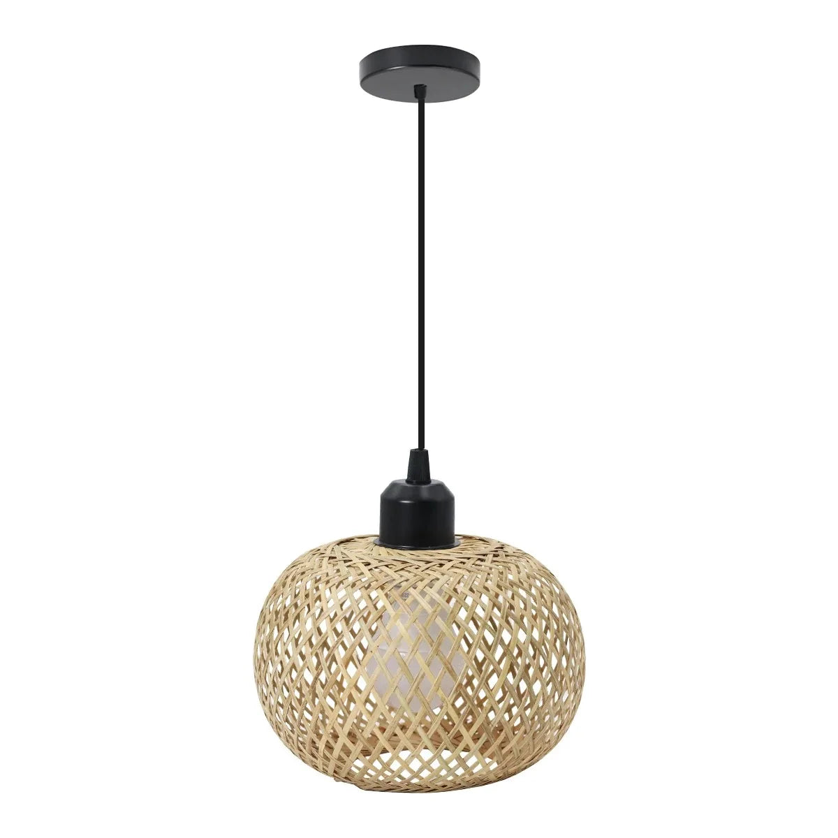 Plafonnier Natura en bambou | Tressage main, Ø 20 cm