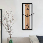 Horloge murale rectangulaire 30 × 11 cm | Bois et métal fin