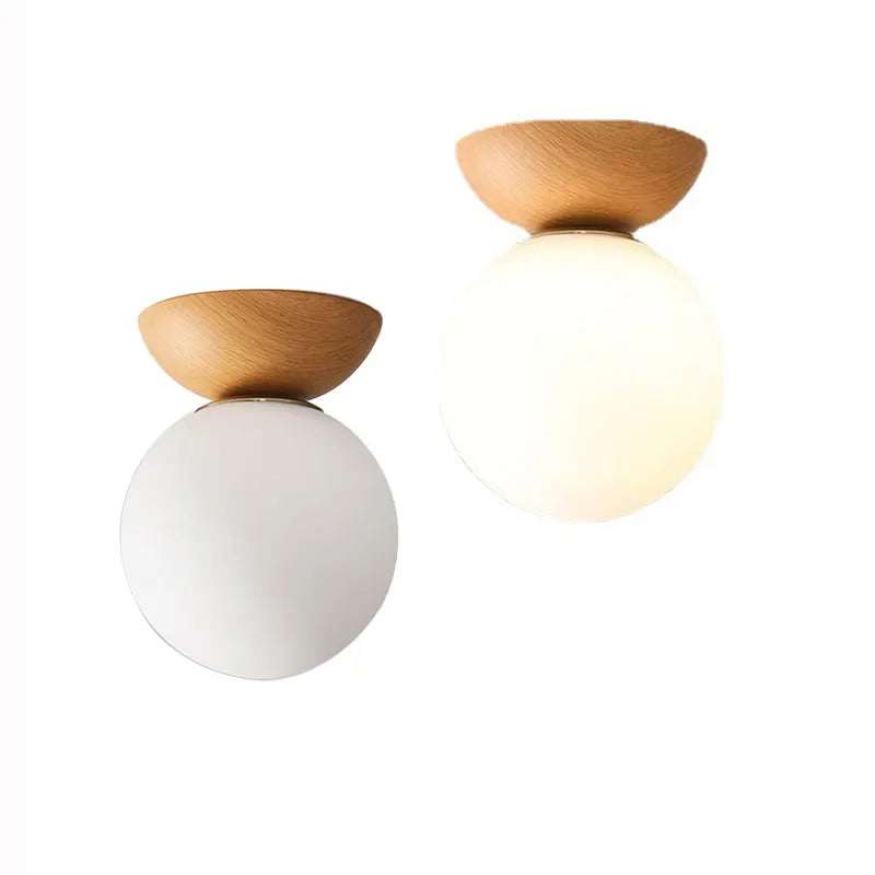 Luminaire boule de verre nordique | Bois ou noyer