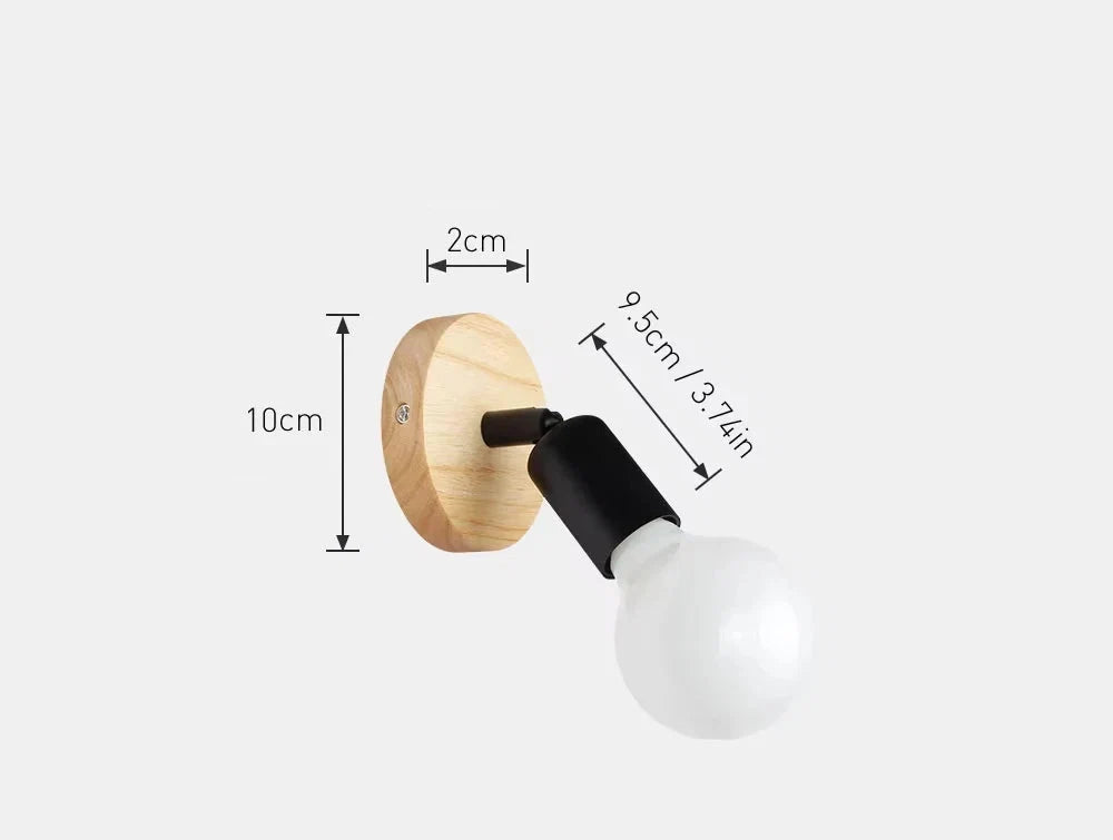 Applique murale rétro | Bois et métal, orientable 180°