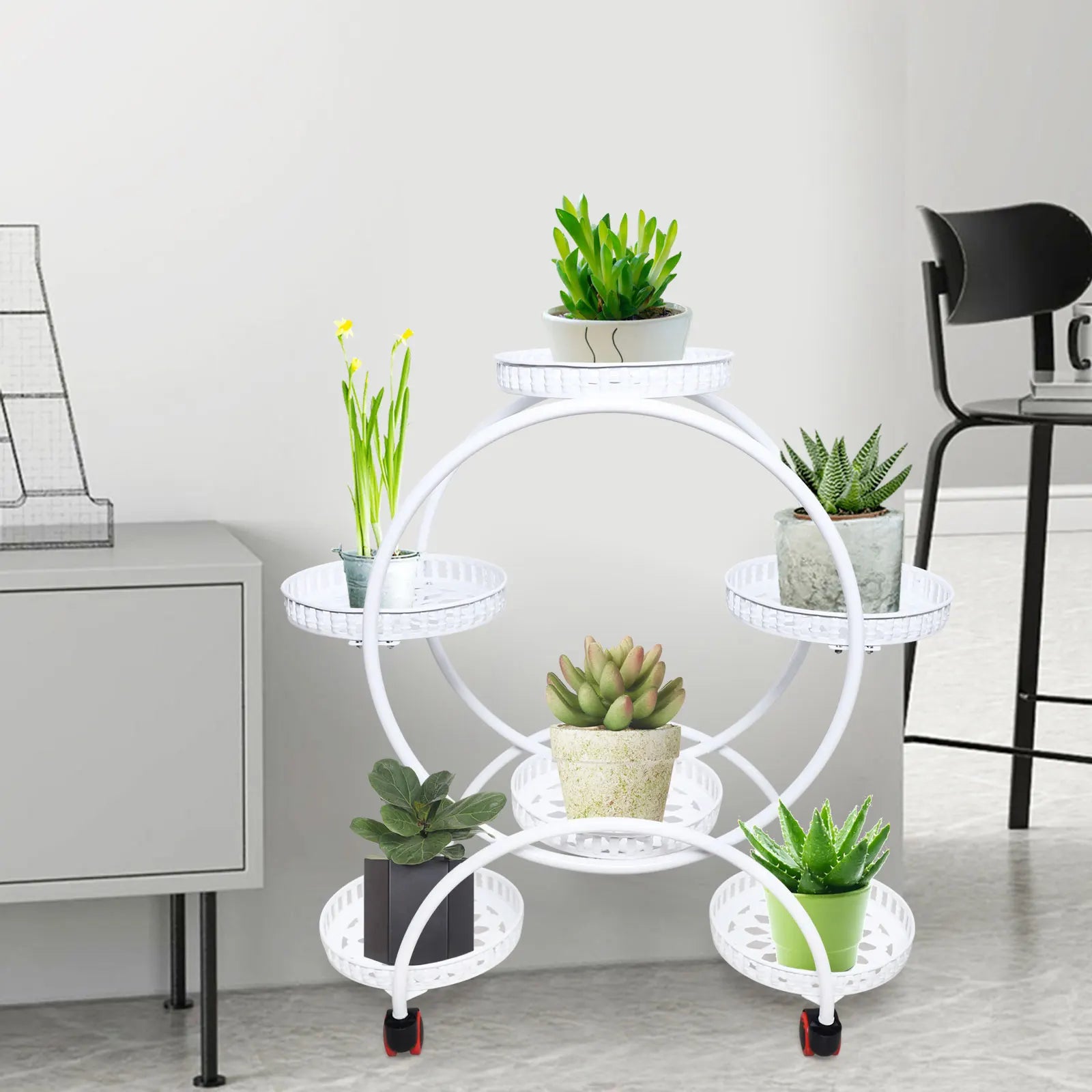 Support à plantes en métal à roulettes | 6 niveaux, 73 cm