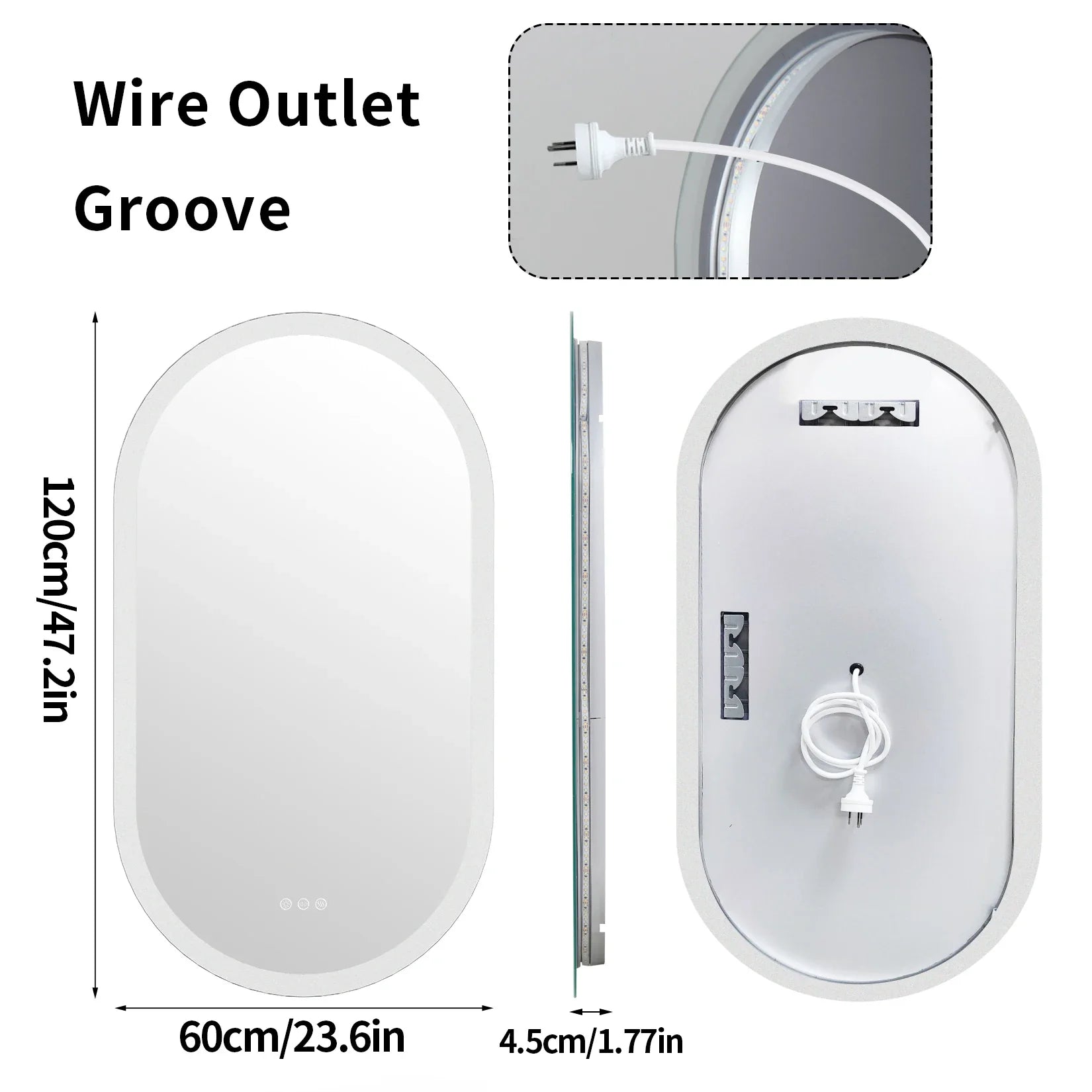 LumoOval | Miroir LED ovale anti-buée, 3 tailles