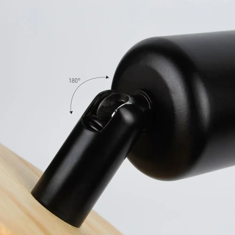 Applique murale rétro | Bois et métal, orientable 180°