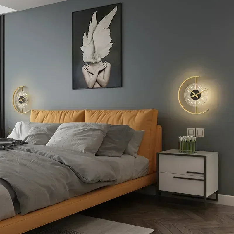 Applique horloge Lunaris | Applique LED et horloge murale