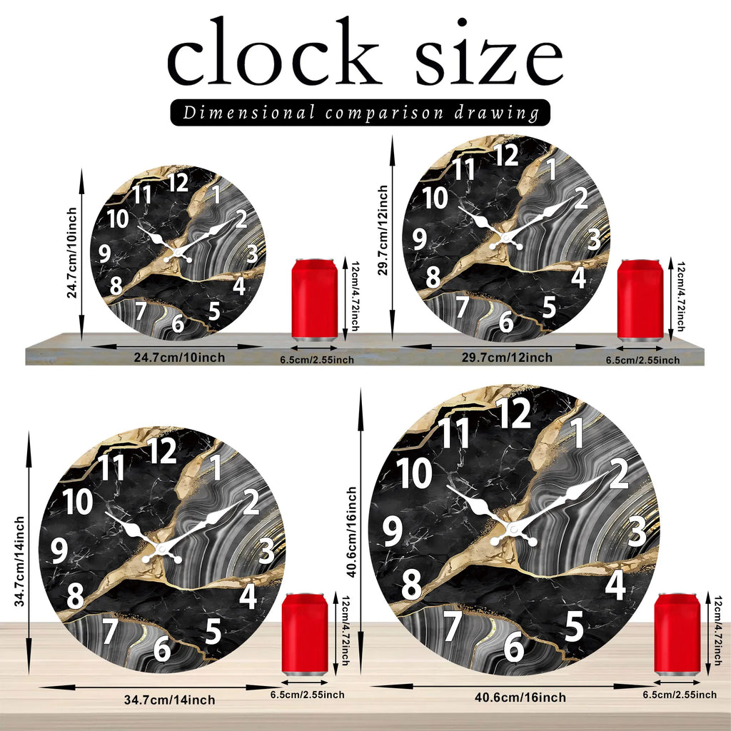 MarbellaTime | Horloge murale bois effet marbre, 4 tailles
