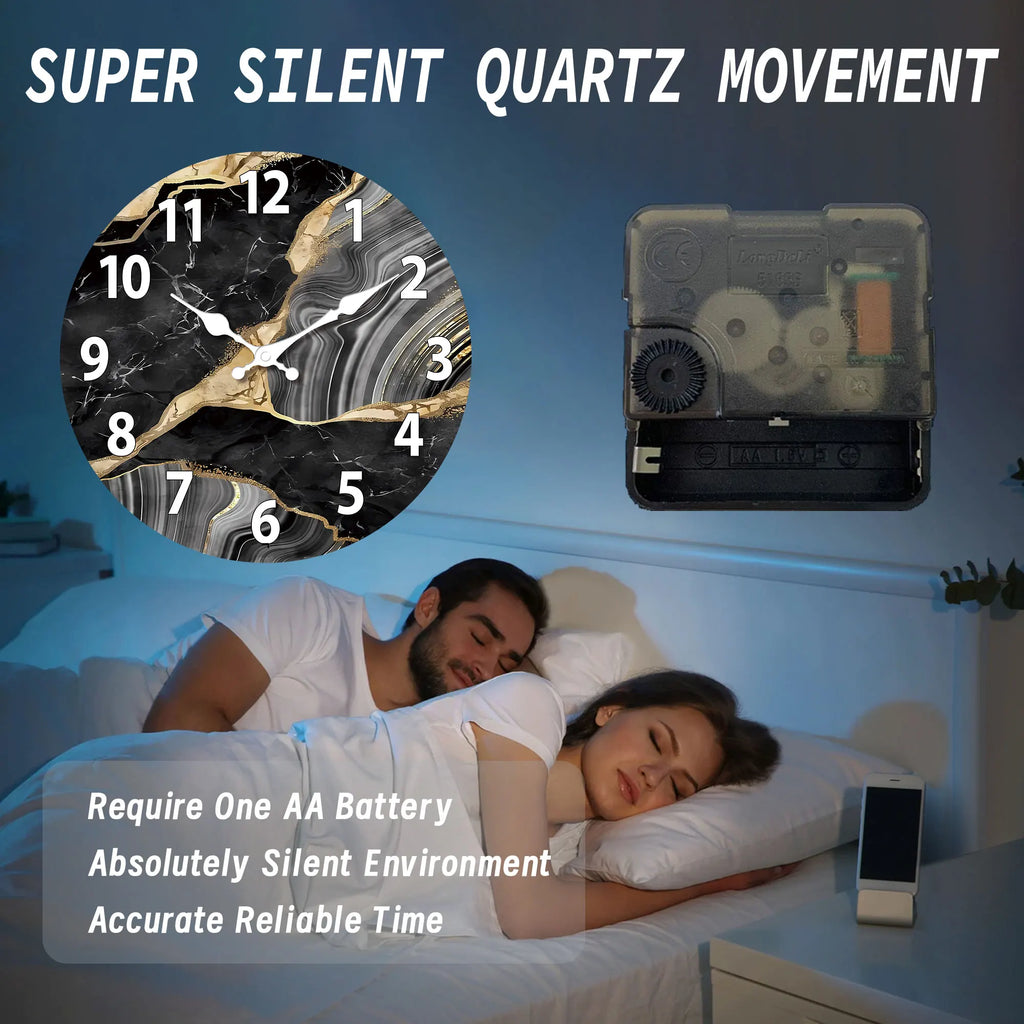 MarbellaTime | Horloge murale bois effet marbre, 4 tailles