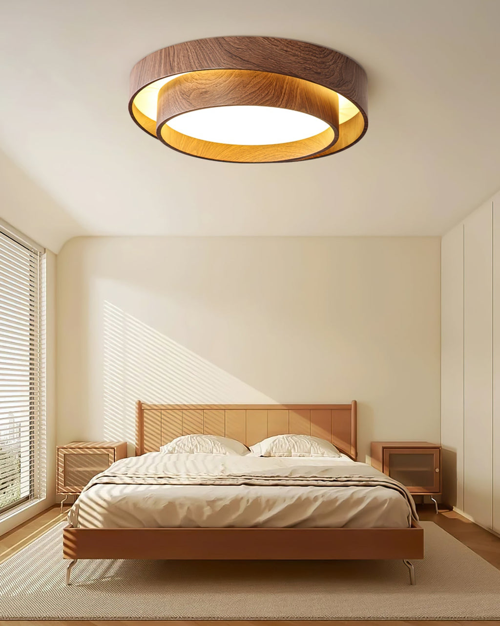 Plafonnier Vaako LED | Finition noyer, Ø 40 ou 50 cm