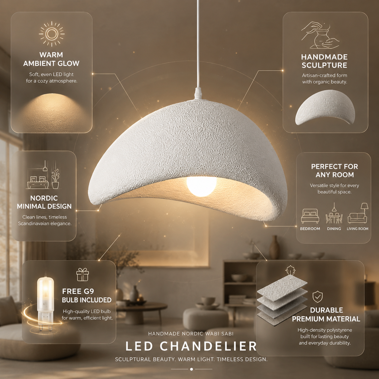 Zenith Glow | Lustre LED nordique, 4 tailles