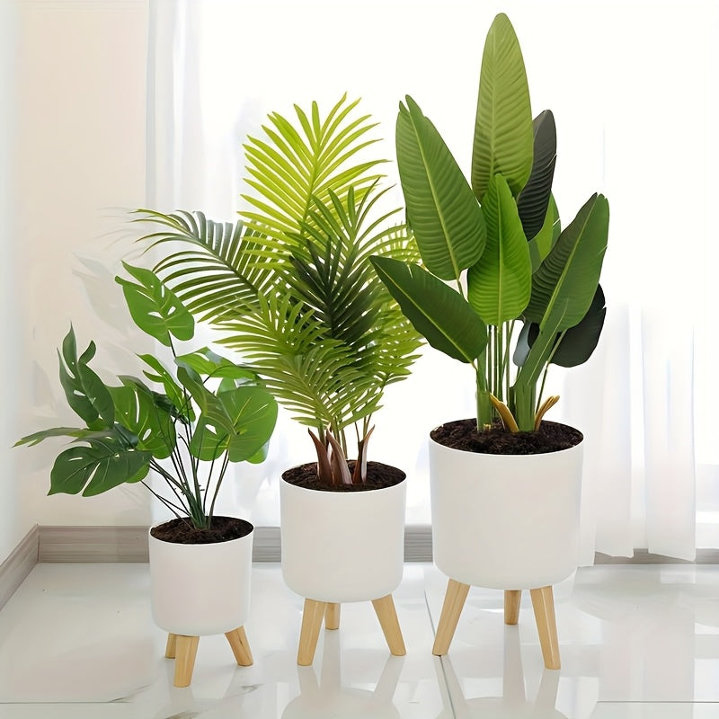 Cache-pot rond sur pieds en bois | 3 tailles, 2 coloris