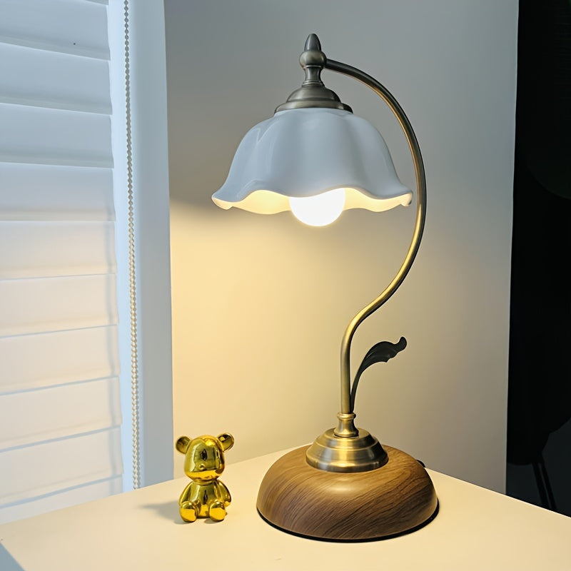 Lampe à poser col de cygne | Laiton ancien vintage, USB