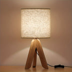 Lampe à poser trépied en bois | Abat-jour tissu, 39 cm