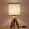 Lampe à poser trépied en bois | Abat-jour tissu, 39 cm