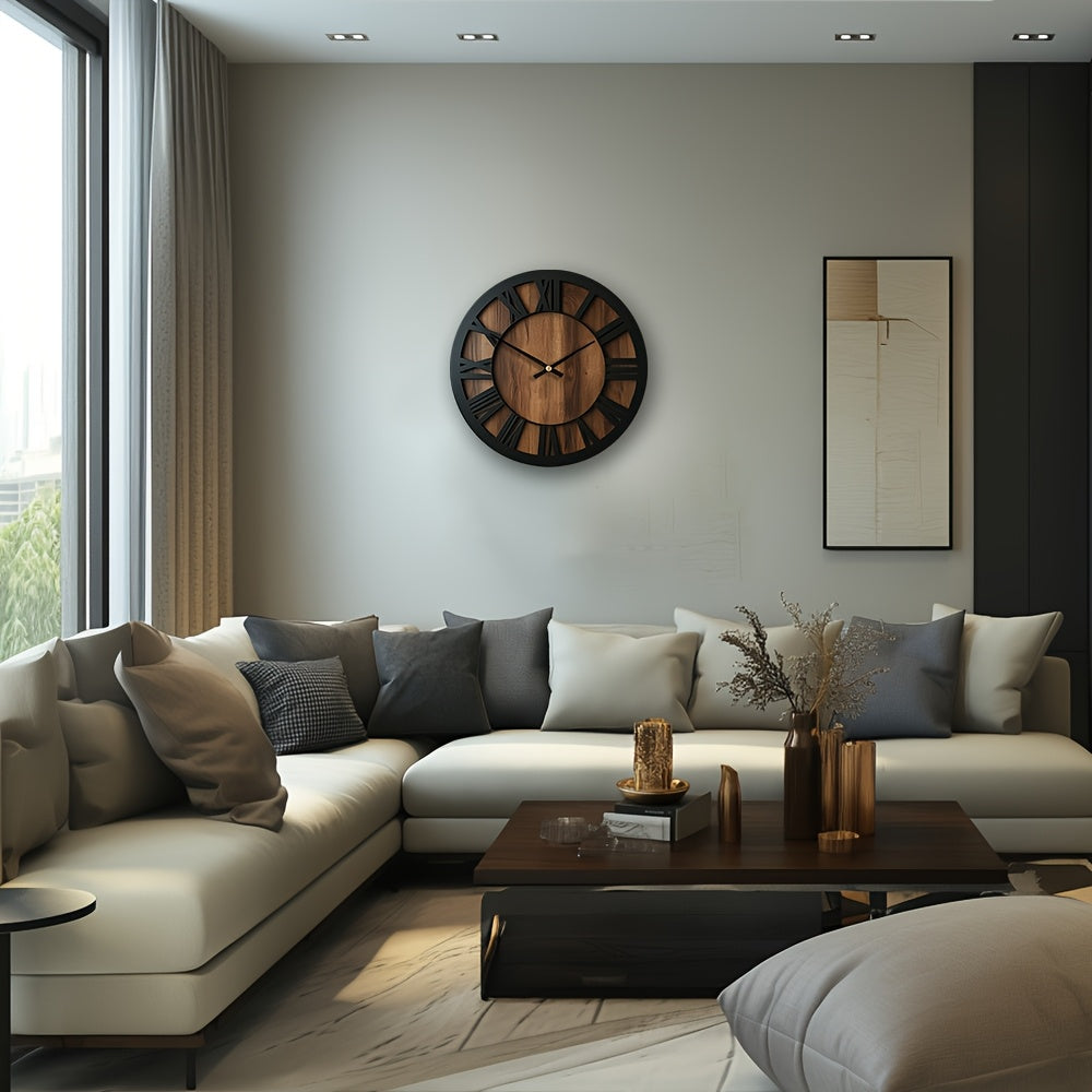 Horloge murale en bois vintage | Chiffres romains, 3 tailles