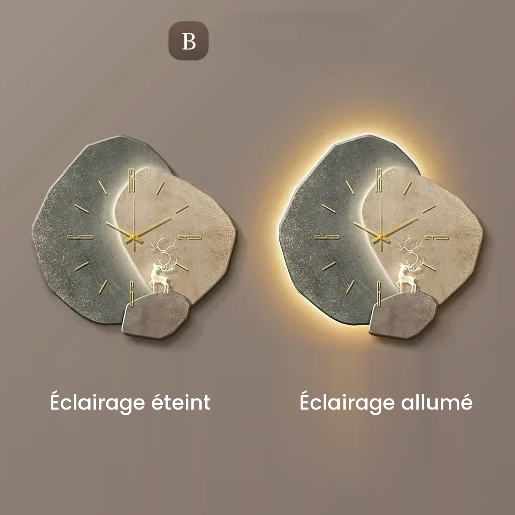 LumoClock modèle B, comparaison éclairage éteint et éclairage allumé