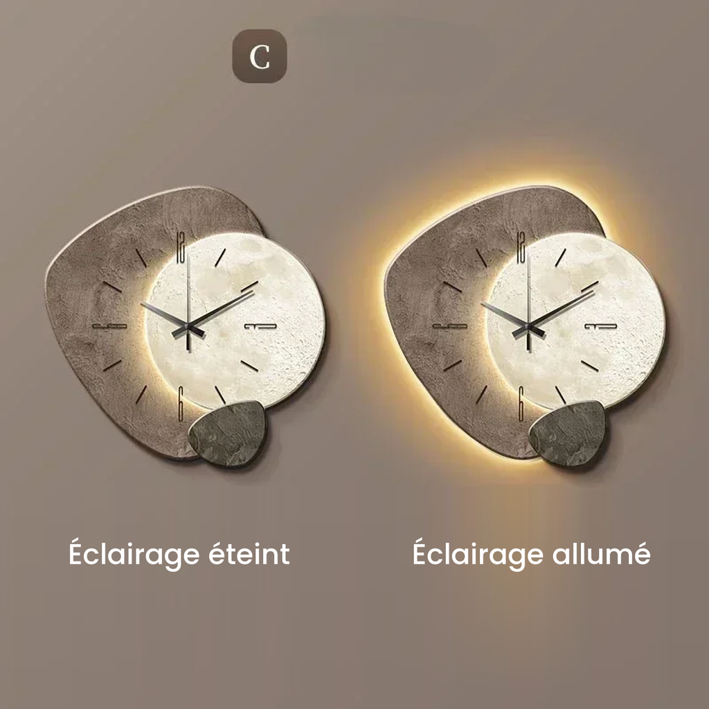LumoClock modèle C, comparaison éclairage éteint et éclairage allumé