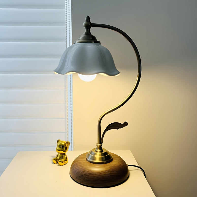 Lampe à poser col de cygne | Laiton ancien vintage, USB