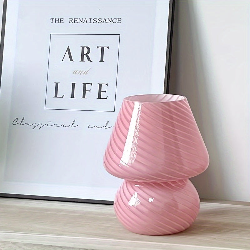 Lampe champignon en verre façon Murano | USB, H 18 cm