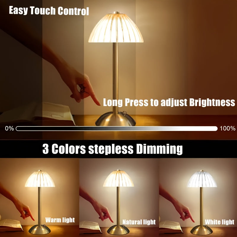 Lampe à poser tactile dorée | Rechargeable USB, 3 modes