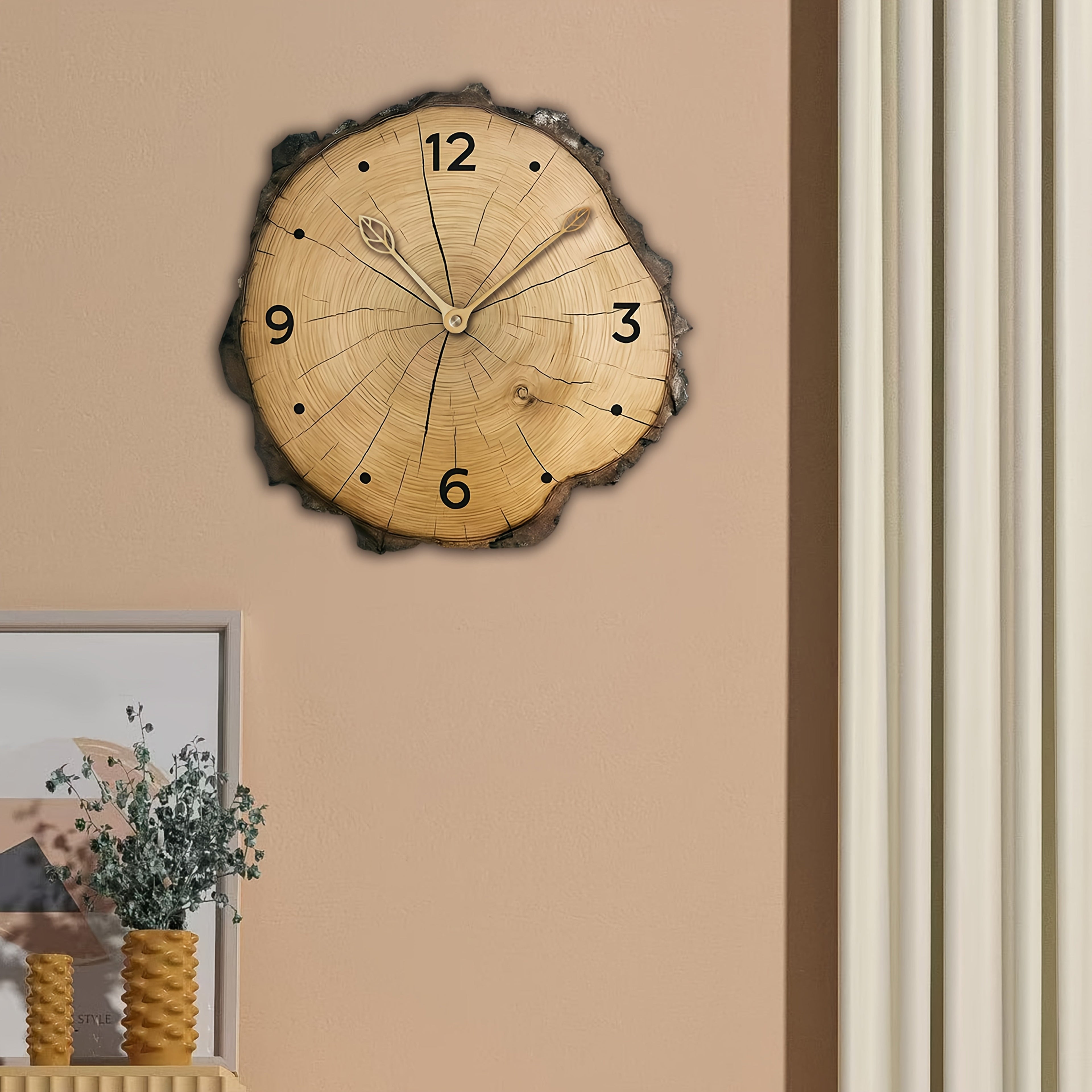 Horloge murale rondin de bois | Bois naturel, Ø 30 cm