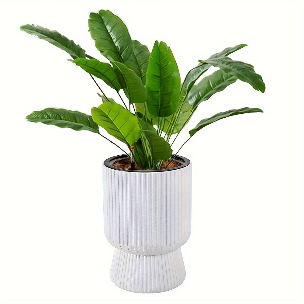 Cache-pot à réserve d’eau blanc | Indicateur de niveau