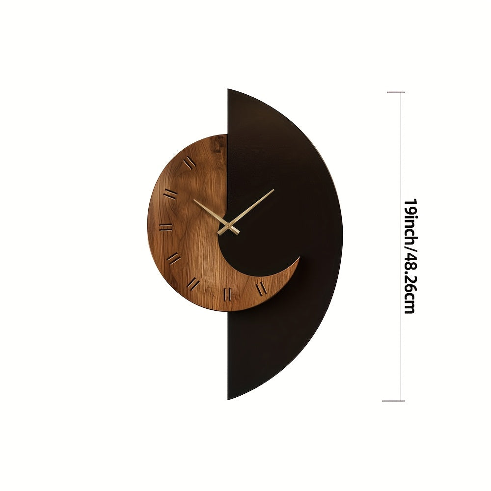 Horloge murale demi-lune en bois | Silencieuse, 3 tailles