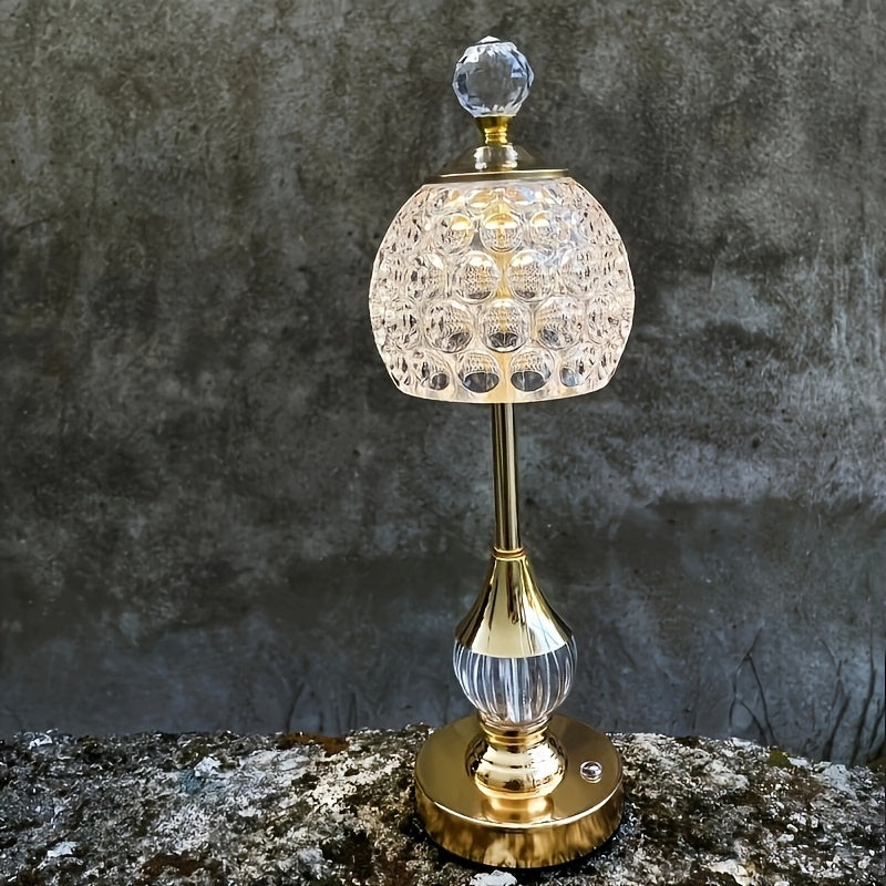 Lampe à poser tactile effet cristal | LED sans fil H 33,5 cm