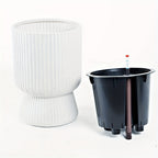 Cache-pot à réserve d’eau blanc | Indicateur de niveau