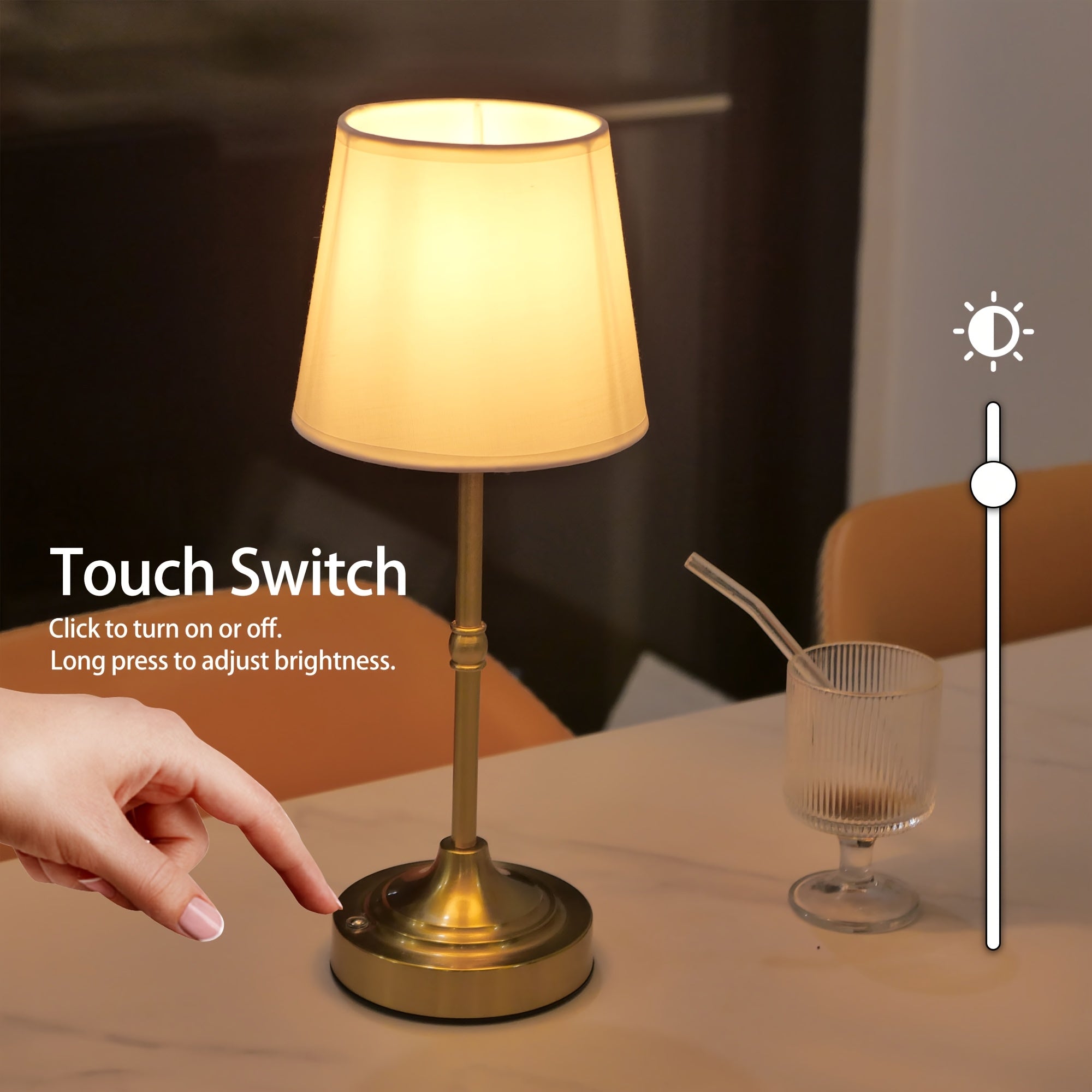 Lampe à poser sans fil à variateur | Rechargeable en USB