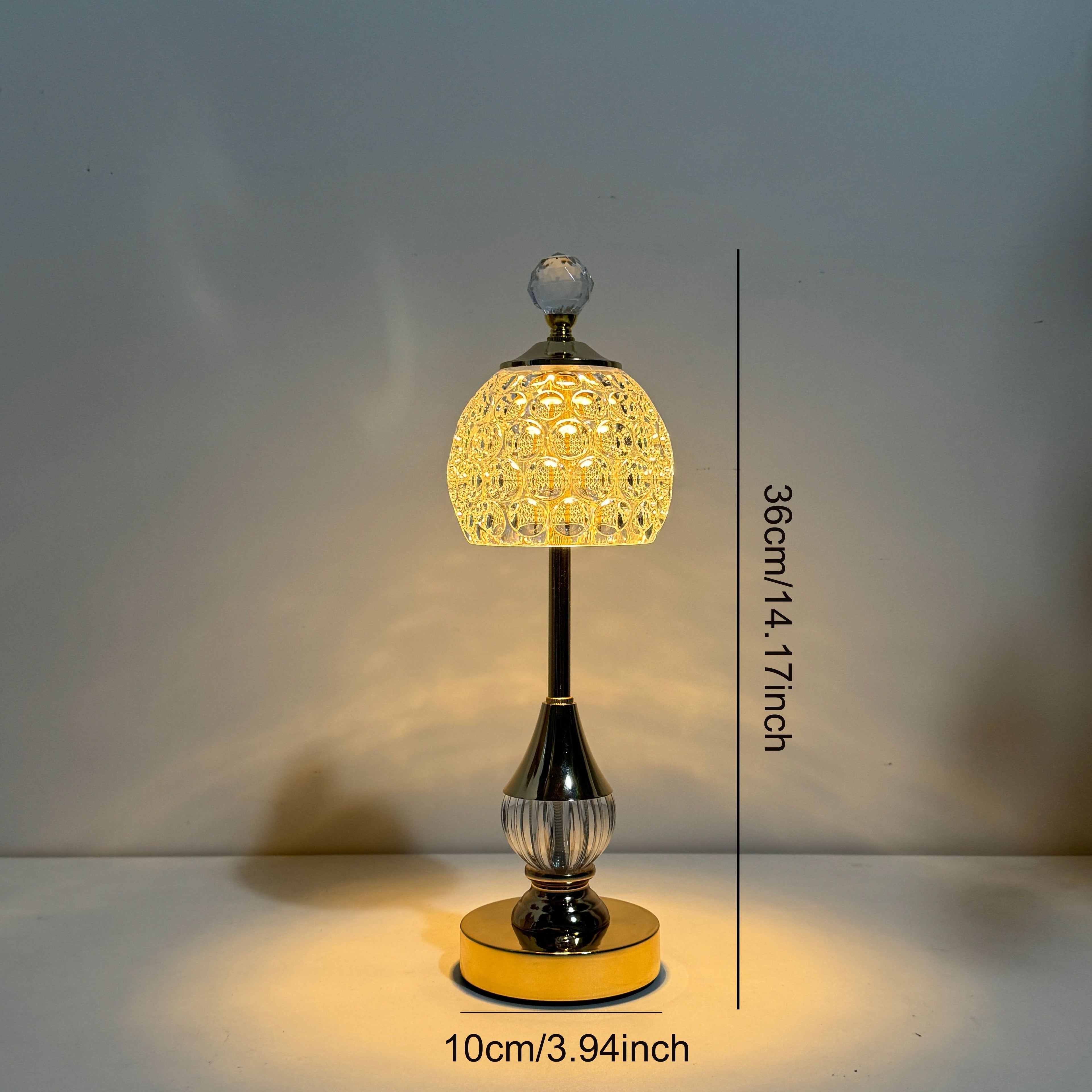 Lampe à poser tactile effet cristal | LED sans fil H 33,5 cm
