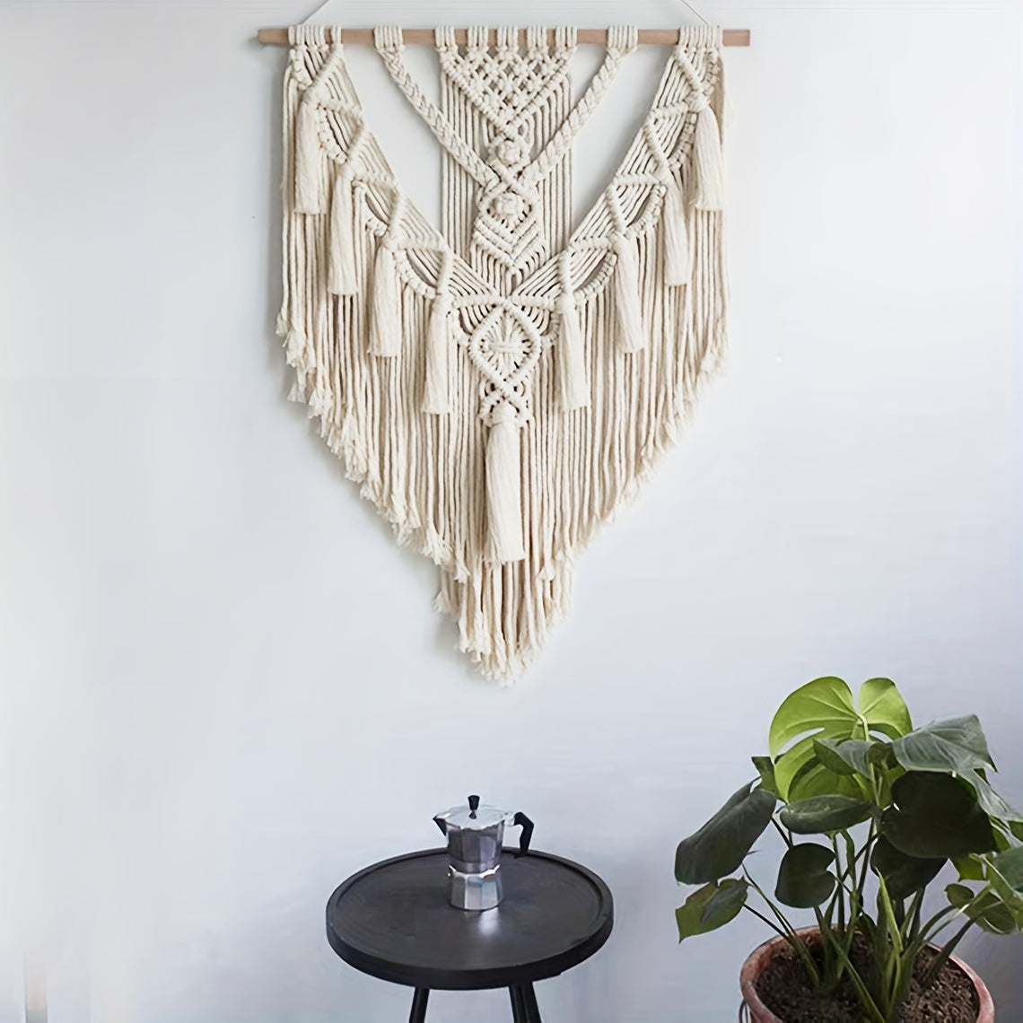 Tenture murale en macramé | Bohème, 70 × 45 cm