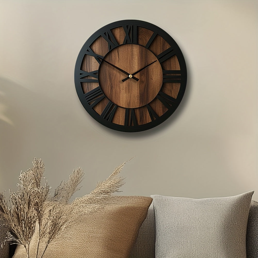 Horloge murale en bois vintage | Chiffres romains, 3 tailles