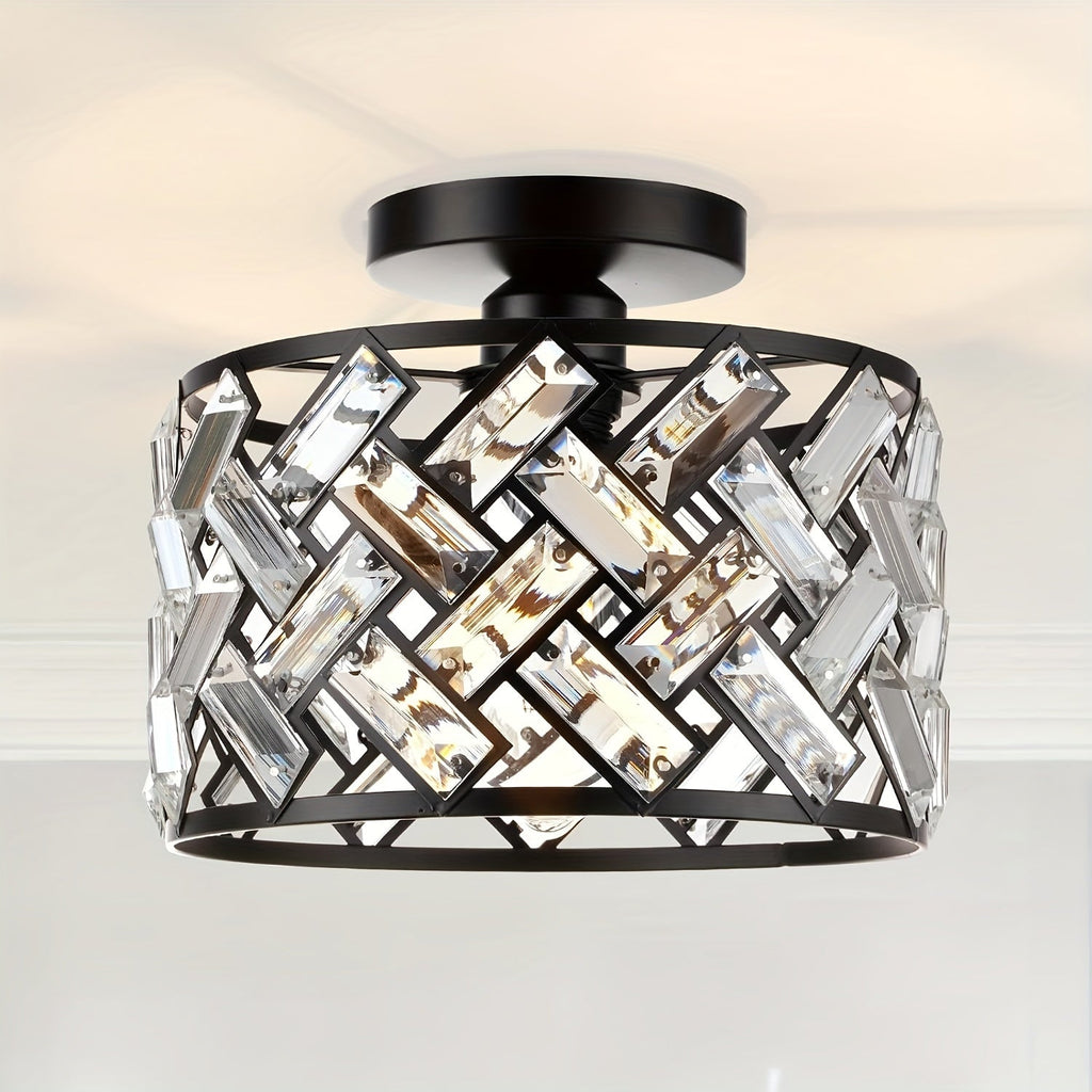 Plafonnier semi-encastré en cristal | Élégance moderne 23,5 cm