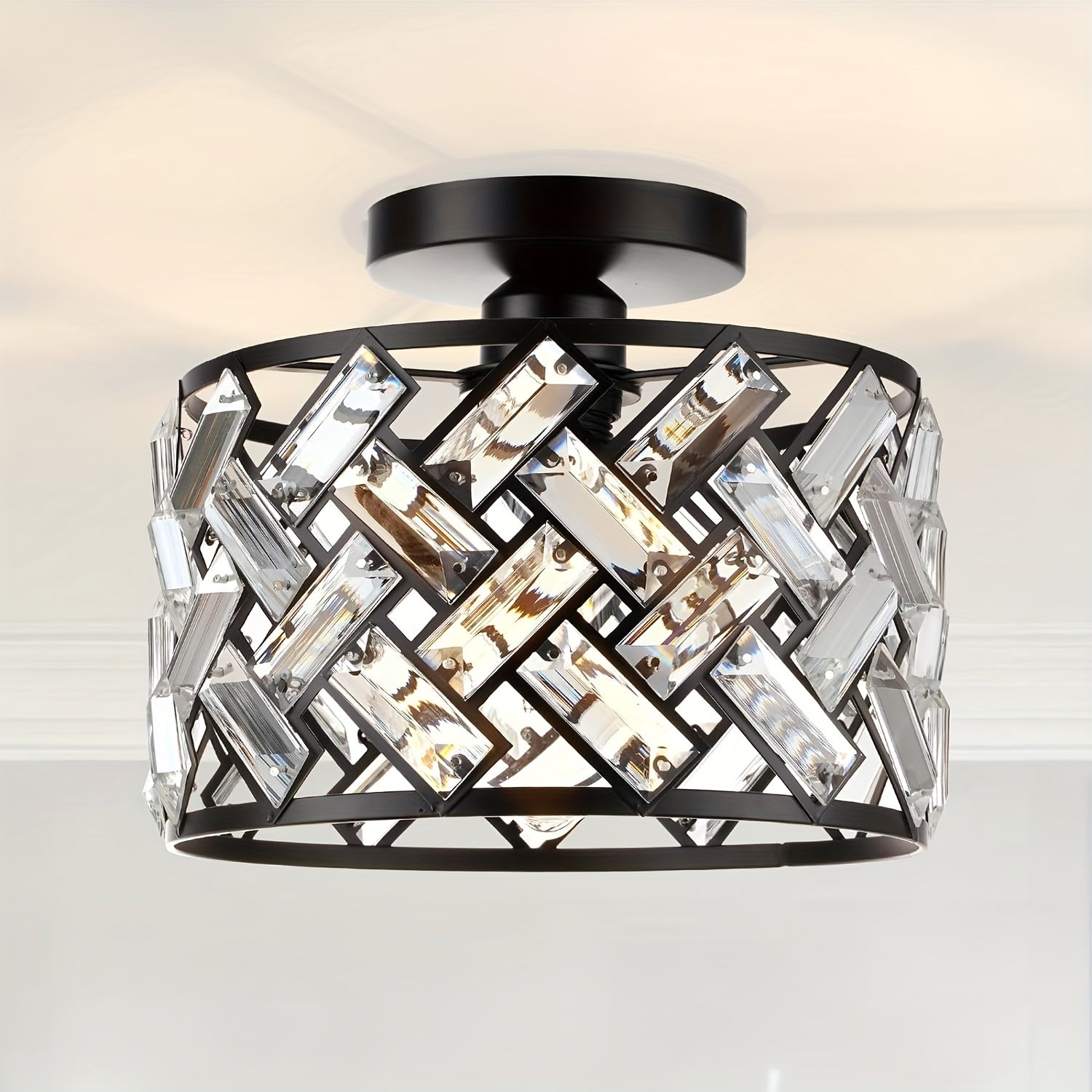 Plafonnier semi-encastré en cristal | Élégance moderne 23,5 cm