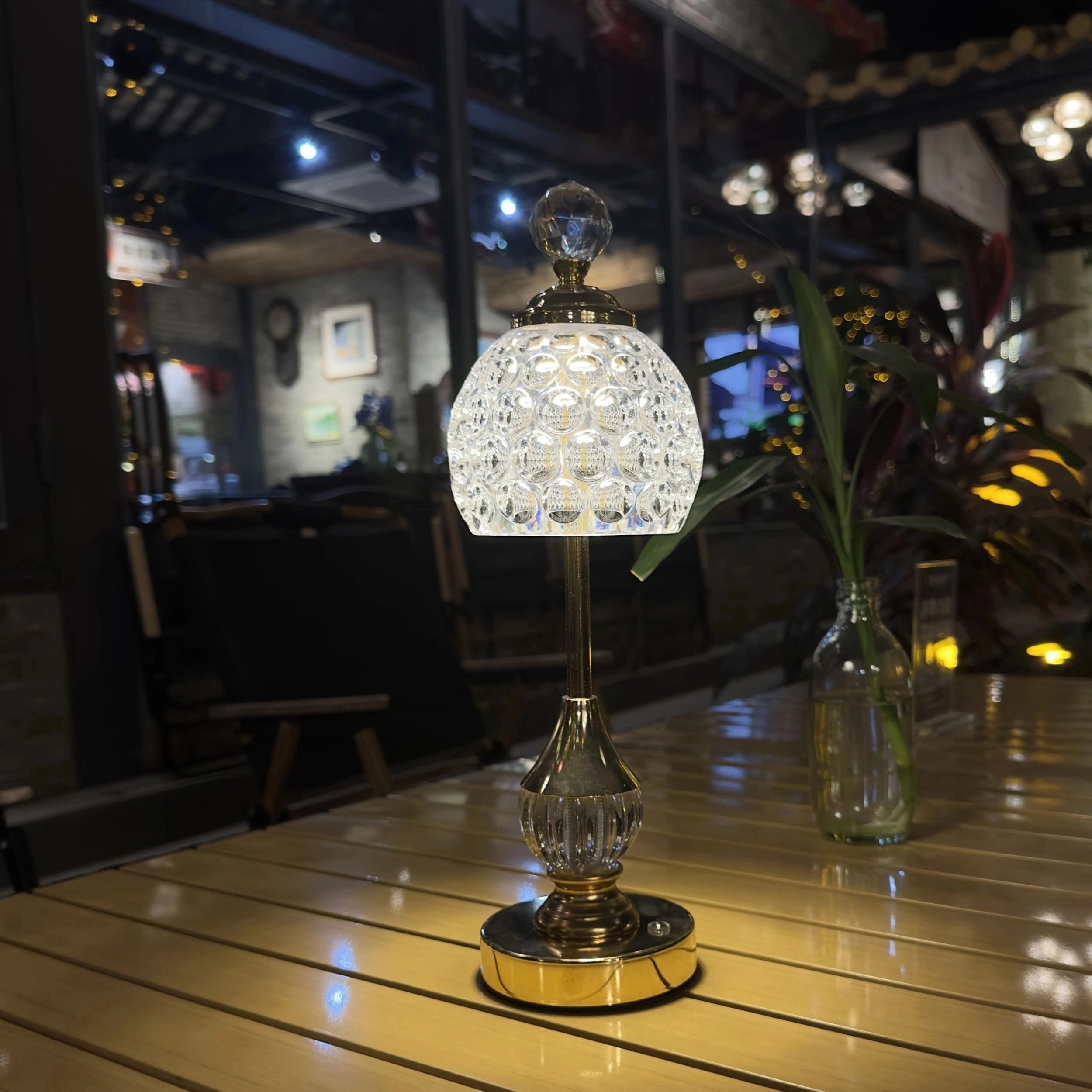 Lampe à poser tactile effet cristal | LED sans fil H 33,5 cm