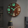 Horloge murale lumineuse en noyer | Quartz silencieux 30,5 cm