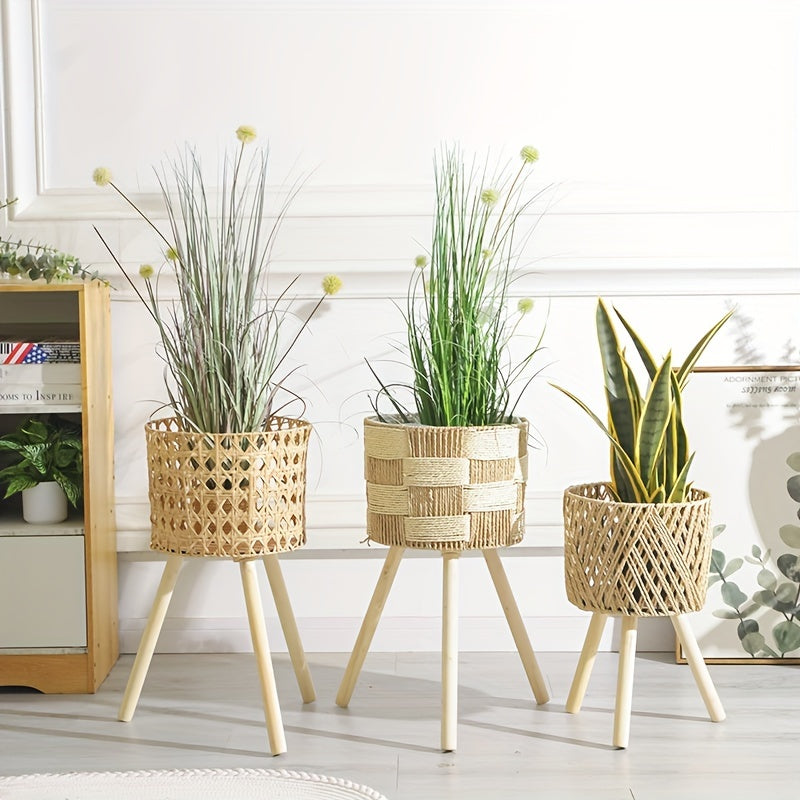 Support à plantes en bambou tressé | Cache-pot bohème