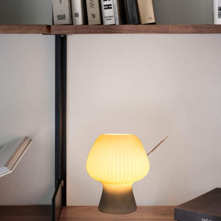 Lampe de chevet champignon | Verre nervuré vintage