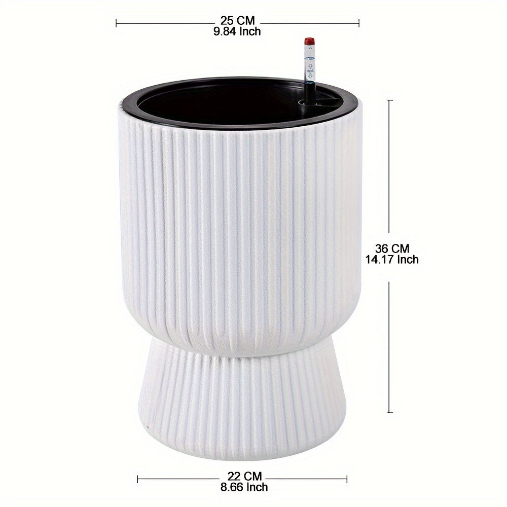 Cache-pot à réserve d’eau blanc | Indicateur de niveau
