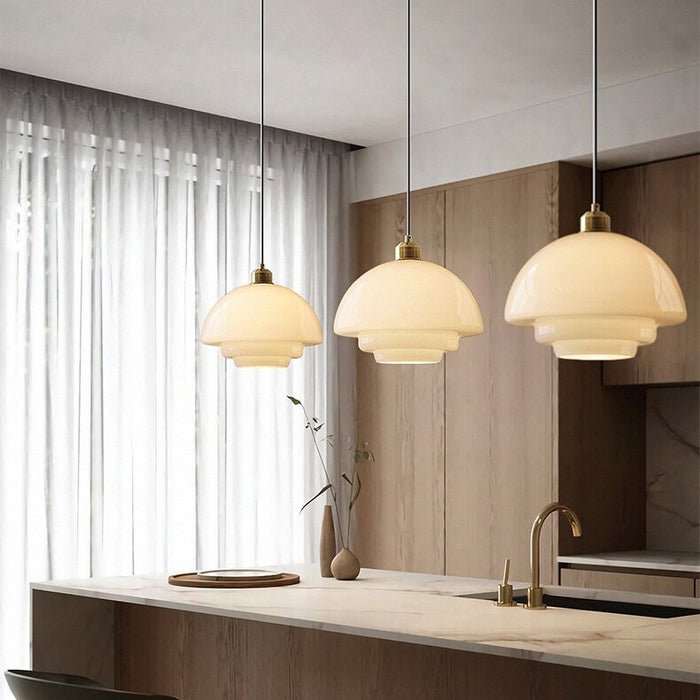 Suspension en verre blanc | Mid-century, 3 formes