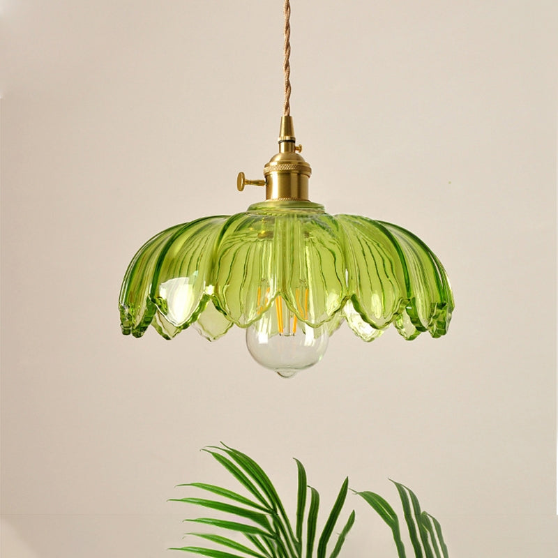 Suspension fleur vintage | Verre coloré et laiton, Ø 25 cm