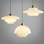 Suspension en verre blanc | Mid-century, 3 formes