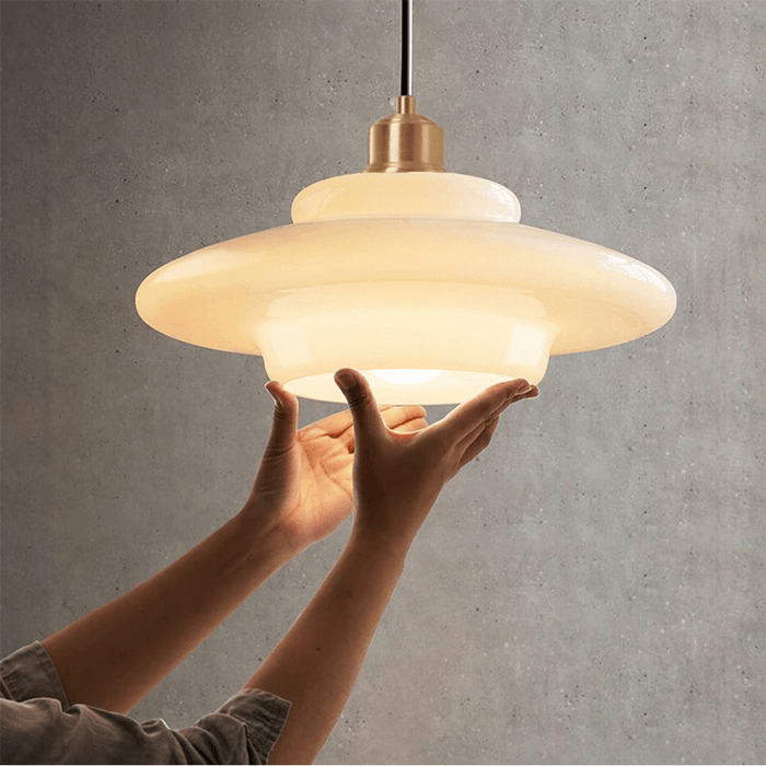 Suspension en verre blanc | Mid-century, 3 formes