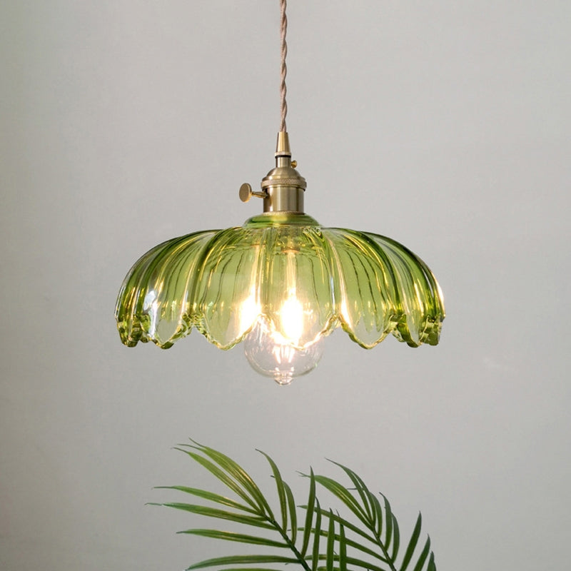 Suspension fleur vintage | Verre coloré et laiton, Ø 25 cm