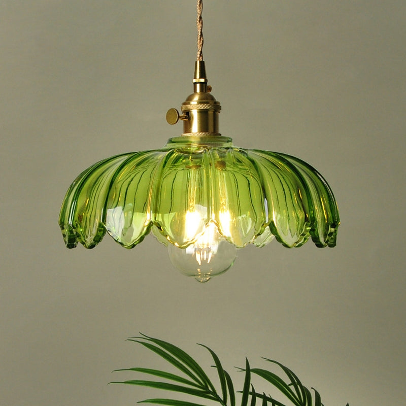 Suspension fleur vintage | Verre coloré et laiton, Ø 25 cm