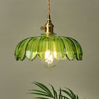 Suspension fleur vintage | Verre coloré et laiton, Ø 25 cm