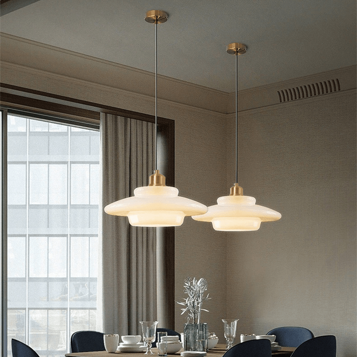 Suspension en verre blanc | Mid-century, 3 formes