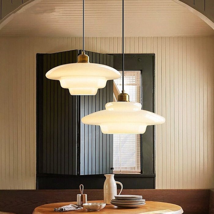 Suspension en verre blanc | Mid-century, 3 formes