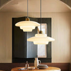 Suspension en verre blanc | Mid-century, 3 formes